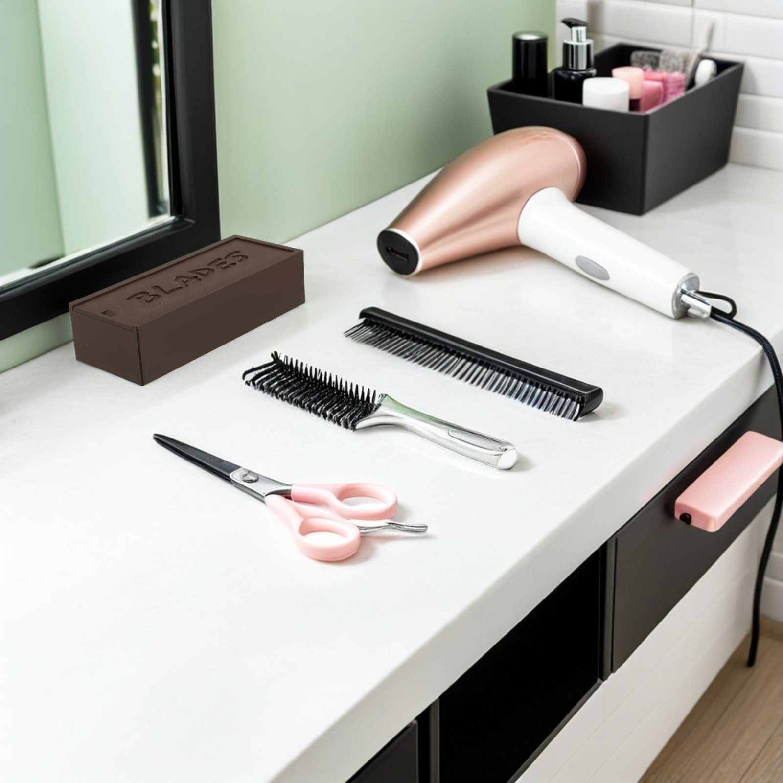 Home Barber - Portacoltelli a Doppio Scomparto Marrone in