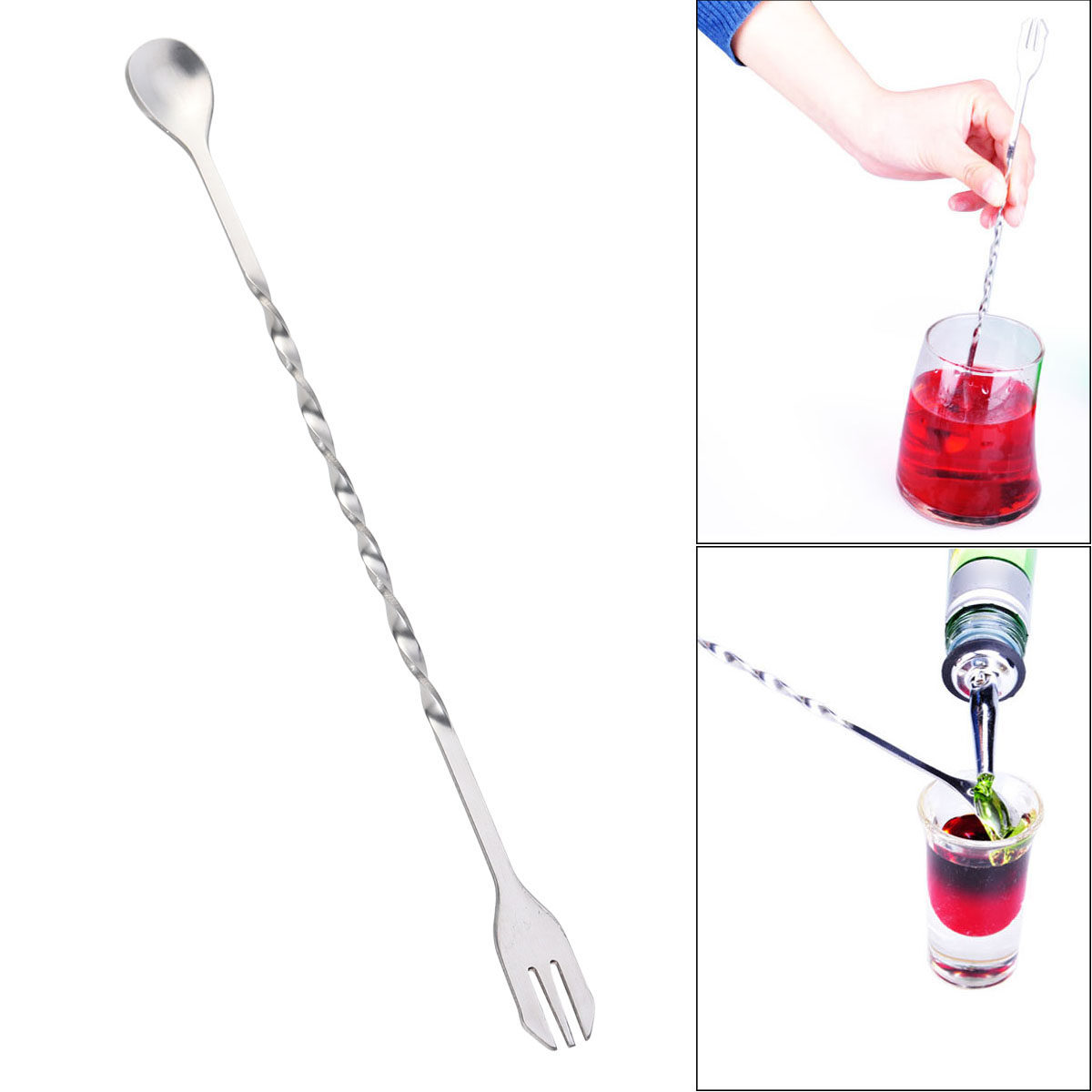 Bar Spoon Twisted - Cucchiaio a spirale in acciaio inossidabile,